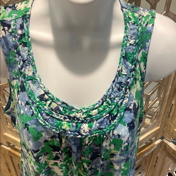 Croft & Barrow Floral Sleeveless Top - Blue and Green Size M - Picture 2 of 11